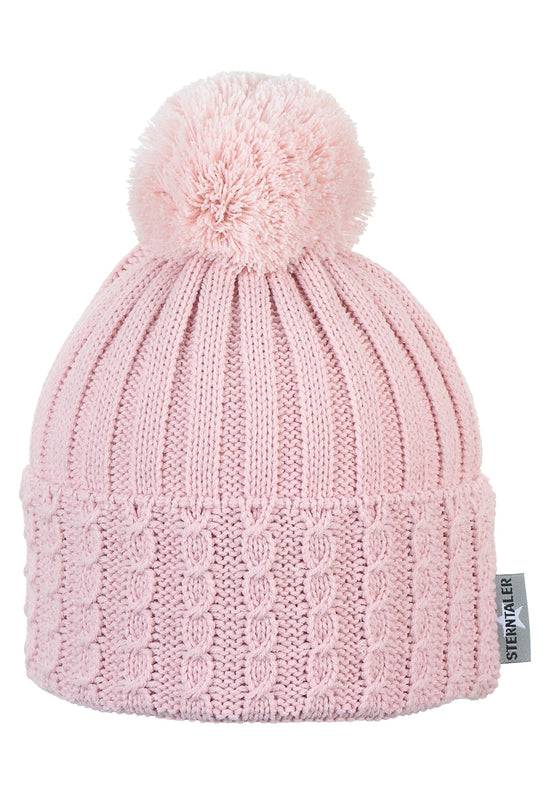Sterntaler Bommelmütze mit Umschlag im Rippenmuster-Design im Angebot