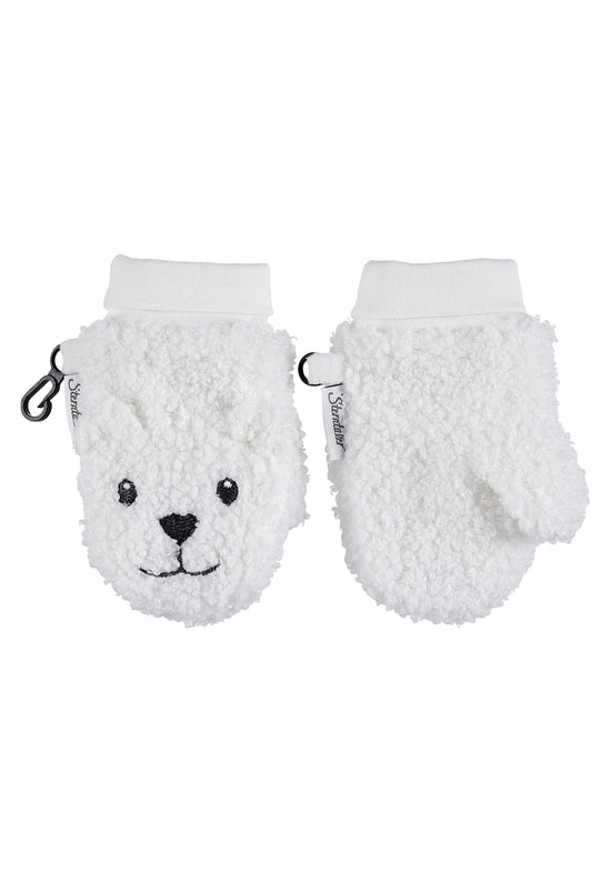 Sterntaler Fäustling aus Teddyflausch mit Tiergesicht Eisbär Super Rabatt