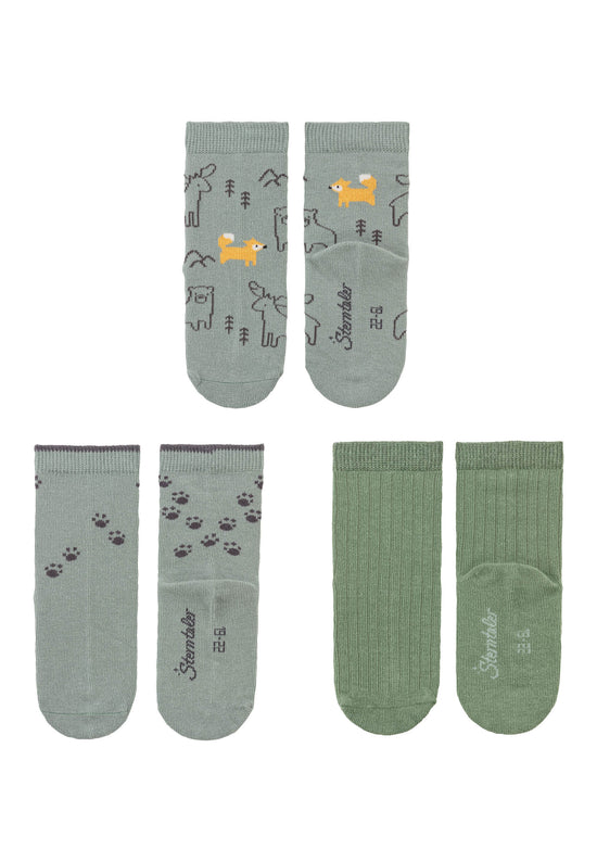 Sterntaler Socken 3er Pack Waldtiere, Tatzen und Rippenmuster Große Rabatte