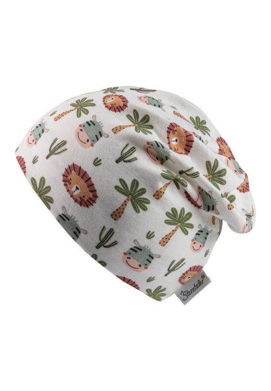 Sterntaler Beanie bedruckt mit niedlichen Safari-Tieren in ecru Discount Store für neue Produkte