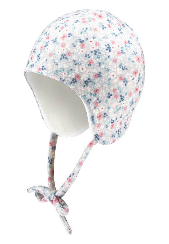 Sterntaler Inkamütze bedruckt mit Streublumen aus Strickware Fabrikverkauf