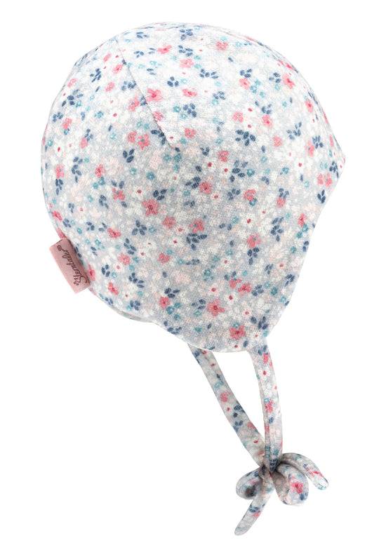 Sterntaler Inkamütze bedruckt mit Streublumen aus Strickware Fabrikverkauf
