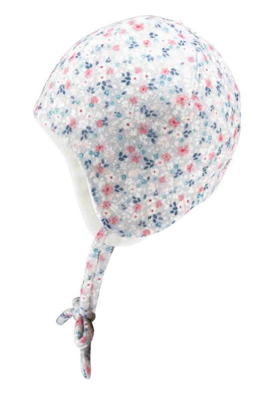 Sterntaler Inkamütze bedruckt mit Streublumen aus Strickware Fabrikverkauf