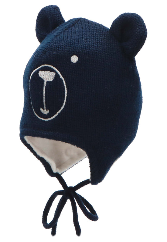 Sterntaler Strickmütze aus Wolle (Merino) mit Bärengesicht Blitzverkäufe