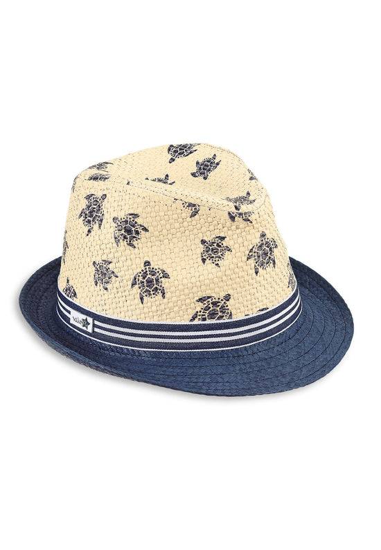 Sterntaler Strohhut mit "Turtle" Print und gestreiftem Band Großer Ausverkauf