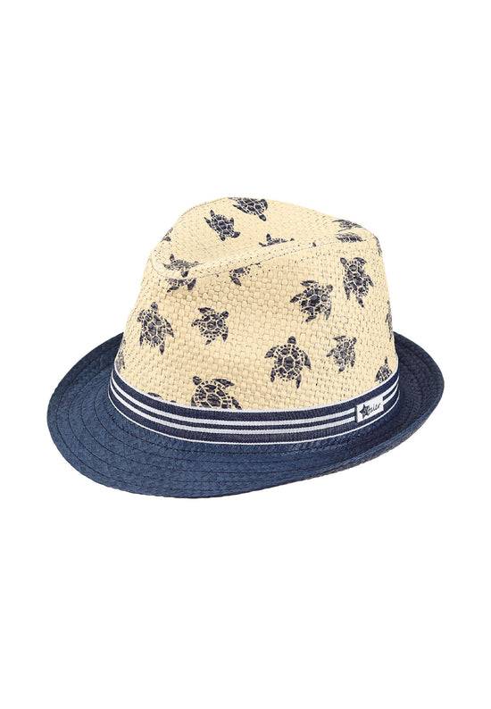 Sterntaler Strohhut mit "Turtle" Print und gestreiftem Band Großer Ausverkauf