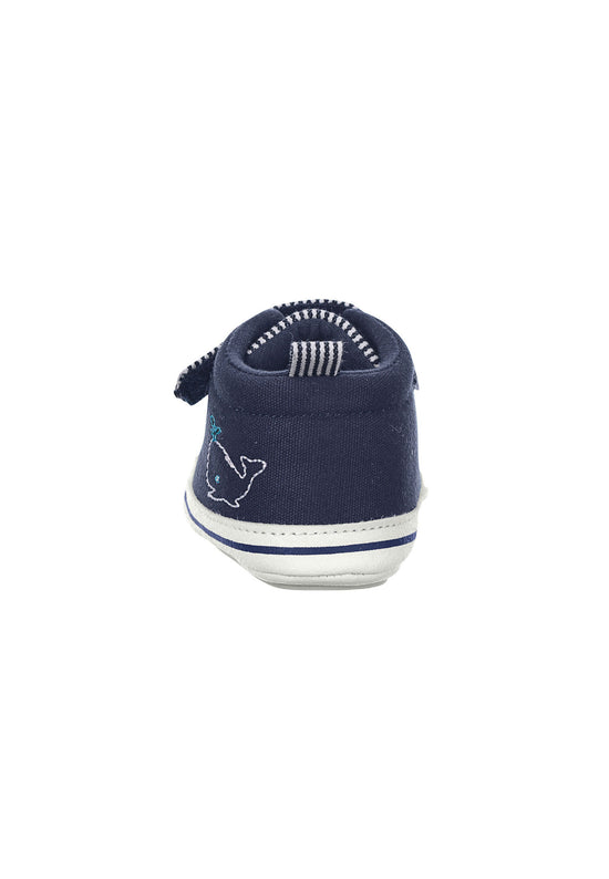 Sterntaler Babyschuh Marine aus Materialmix mit Stickerei Wal Valentinstagsangebot