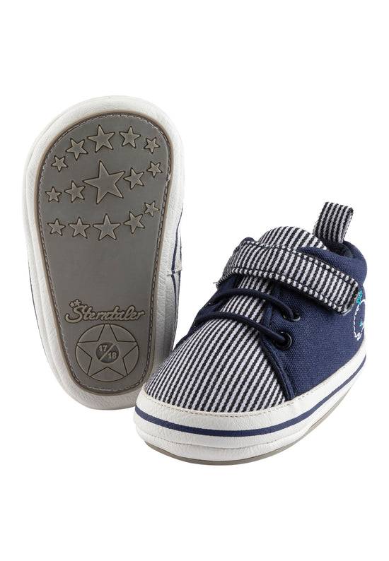 Sterntaler Babyschuh Marine aus Materialmix mit Stickerei Wal Valentinstagsangebot