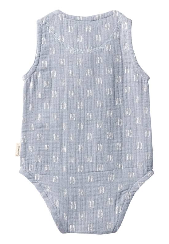 Sterntaler Baby Body ohne Ärmel bedruckt mit Punkten in graublau 50% Rabatt mit kostenlosem Versand
