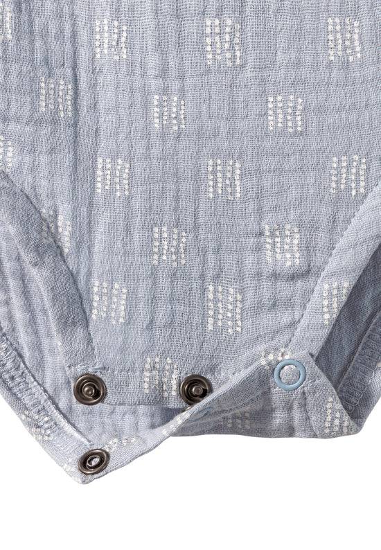 Sterntaler Baby Body ohne Ärmel bedruckt mit Punkten in graublau 50% Rabatt mit kostenlosem Versand