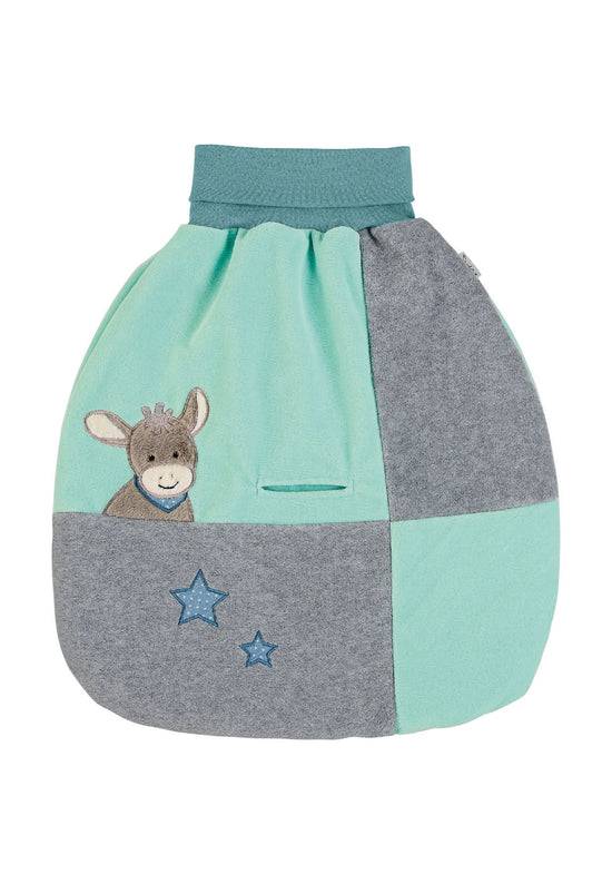 Sterntaler Strampelnest Esel Emmi aus Microfleece,Türkis/Grau