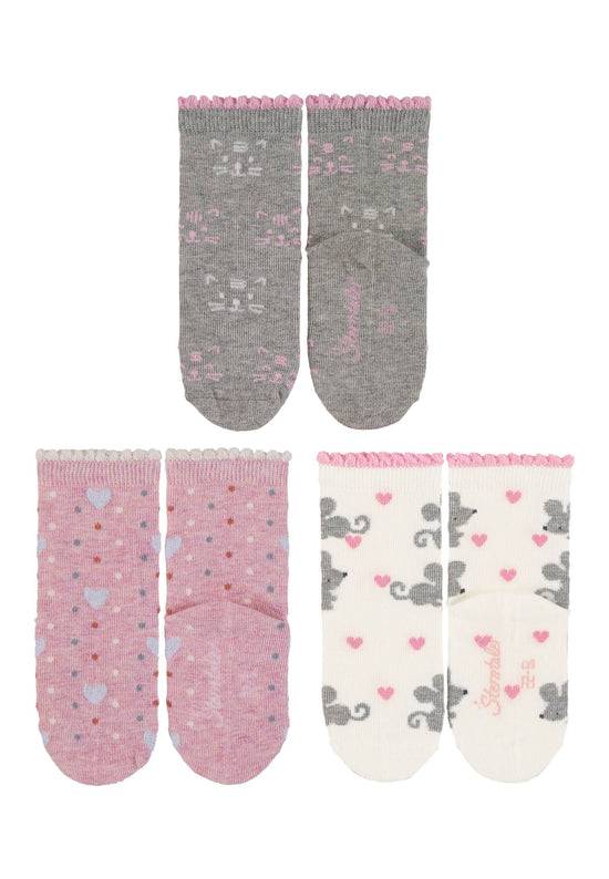 Sterntaler Socken im 3er-Pack Katzengesicht, Herz und Maus Blitzangebot