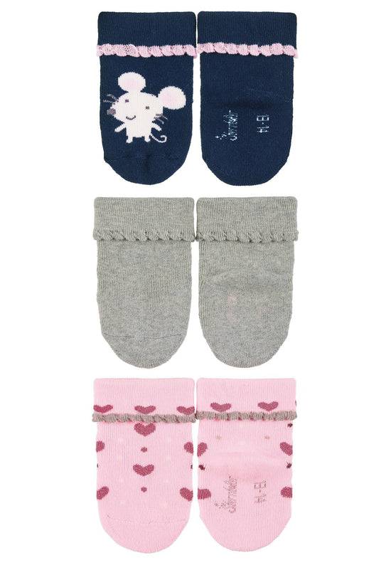 Sterntaler Babysocken 3er-Pack Maus, uni und Herzen Speichern exportieren