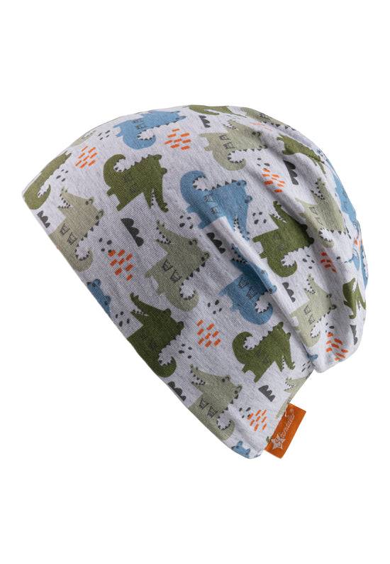 Sterntaler Beanie bedruckt mit bunten Krokodilen in silbergrau Meist gekauft