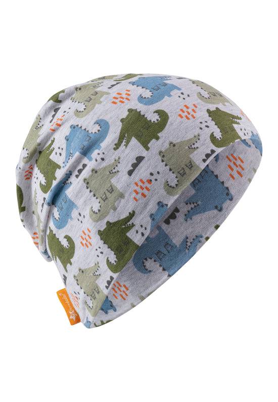 Sterntaler Beanie bedruckt mit bunten Krokodilen in silbergrau Meist gekauft
