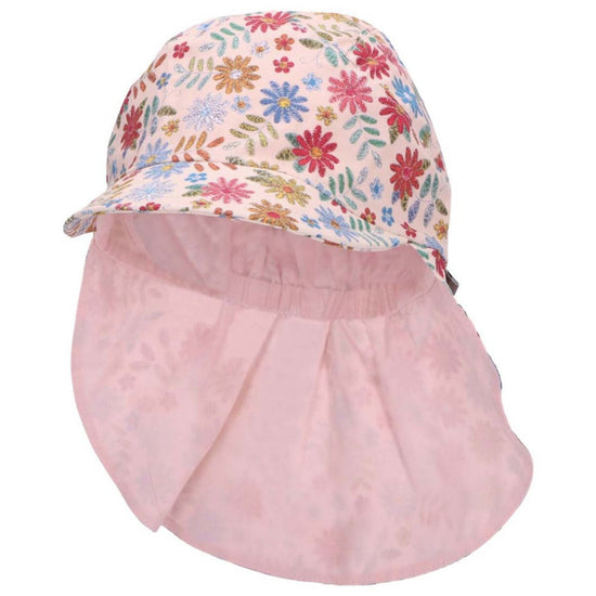 Sterntaler Schirmmütze in Rosa, Nackenschutz und Blumen Print Flash Sale