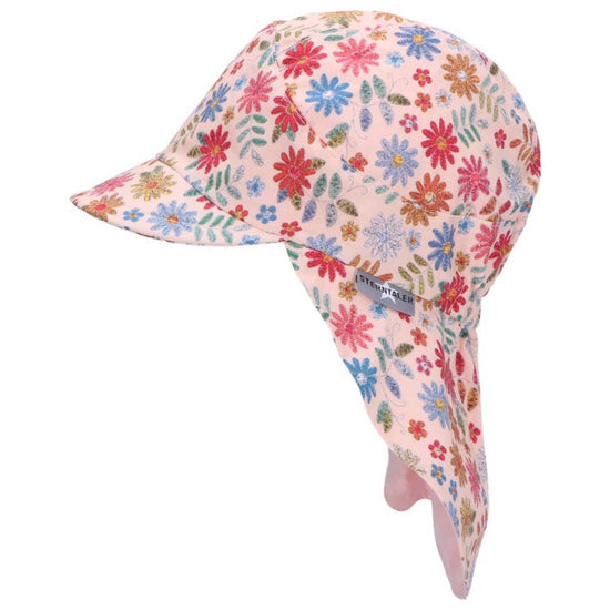 Sterntaler Schirmmütze in Rosa, Nackenschutz und Blumen Print Flash Sale