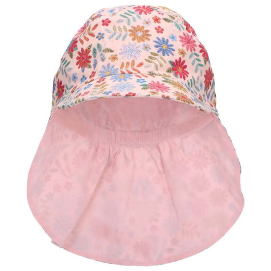 Sterntaler Schirmmütze in Rosa, Nackenschutz und Blumen Print Flash Sale