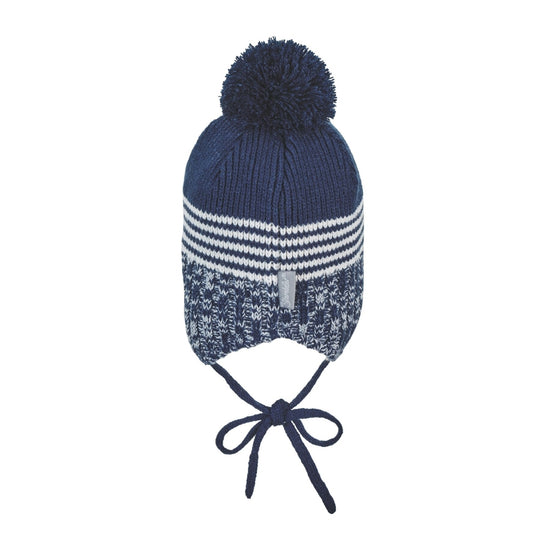 Sterntaler Strickmütze im Mustermix mit Bommel und Bindeband Heißer Verkauf