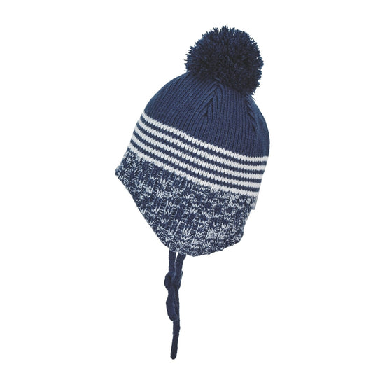 Sterntaler Strickmütze im Mustermix mit Bommel und Bindeband Heißer Verkauf