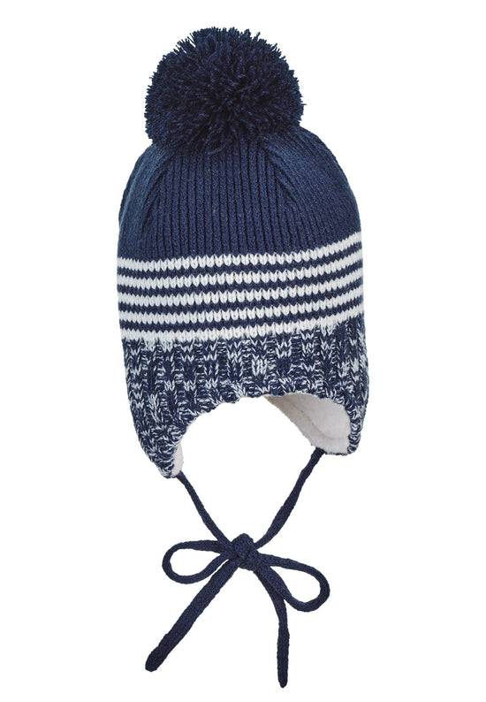 Sterntaler Strickmütze im Mustermix mit Bommel und Bindeband Heißer Verkauf