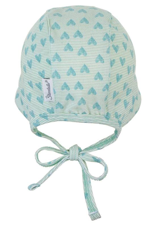 Sterntaler Häubchen mit Herzen Print aus Jersey und Bindeband JETZT KAUFEN