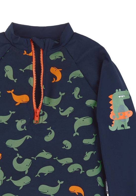Sterntaler Langarm-Schwimmshirt in Marine mit Motiv Wale Lagerräumung