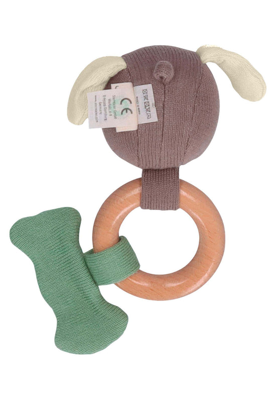 Sterntaler GOTS Baby Strick Spielfigur Hund m. Holz Greifring Fabrikpreis