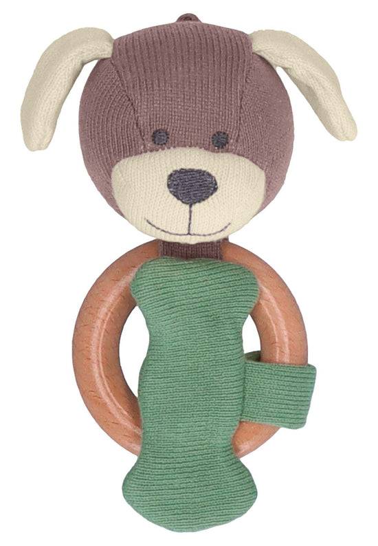 Sterntaler GOTS Baby Strick Spielfigur Hund m. Holz Greifring Fabrikpreis
