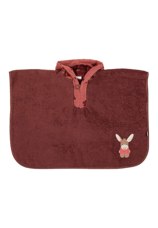 Sterntaler Poncho Esel Emmily mit Stickmotiv in Dunkelrot Lagerräumung